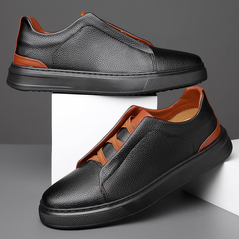 Giày sneaker nam cổ thấp dáng thể thao thoải mái, chống thấm nước, chống trượt, dây thun tiện lợi — 8088 màu đen, 8806 màu trắng, 8806 đen nâu