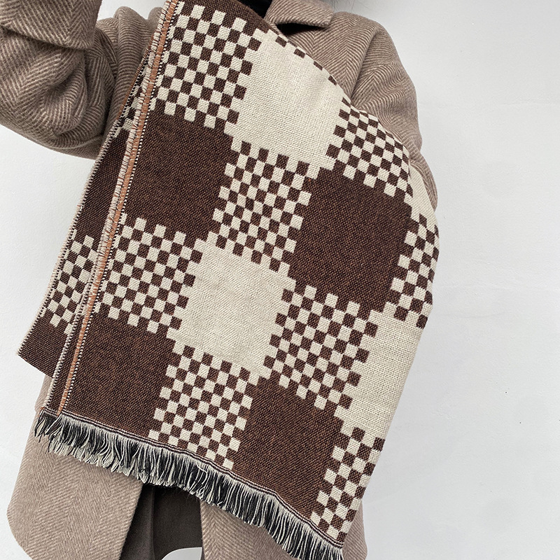 Unisex Gender Unisex Simple Style Classic Style Plaid Imitation Cashmere Scarf