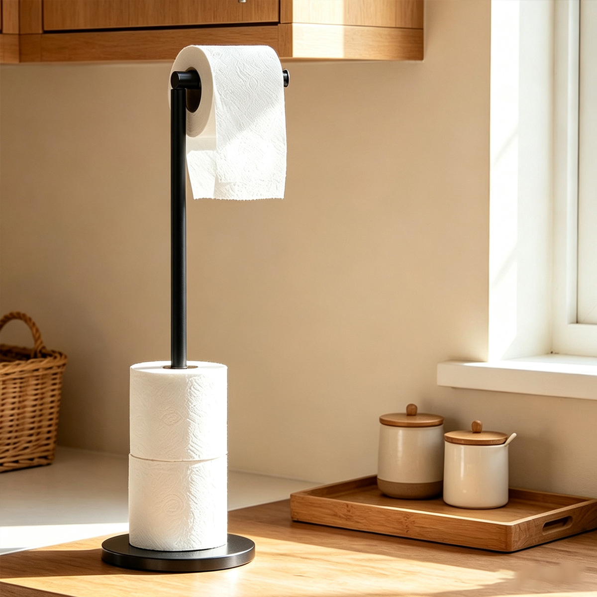 Acero inoxidable transfronterizo vertical toallas de papel de cocina de baño estante de papel de baño móvil estante de papel de baño estante de papel de piso