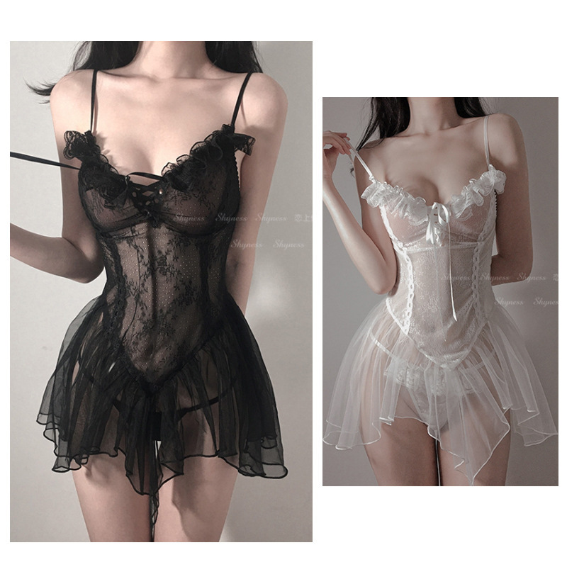 Sexy lingerie transparent lace pajamas sexual flirting uniform seduction tease passion perspective suit 9225