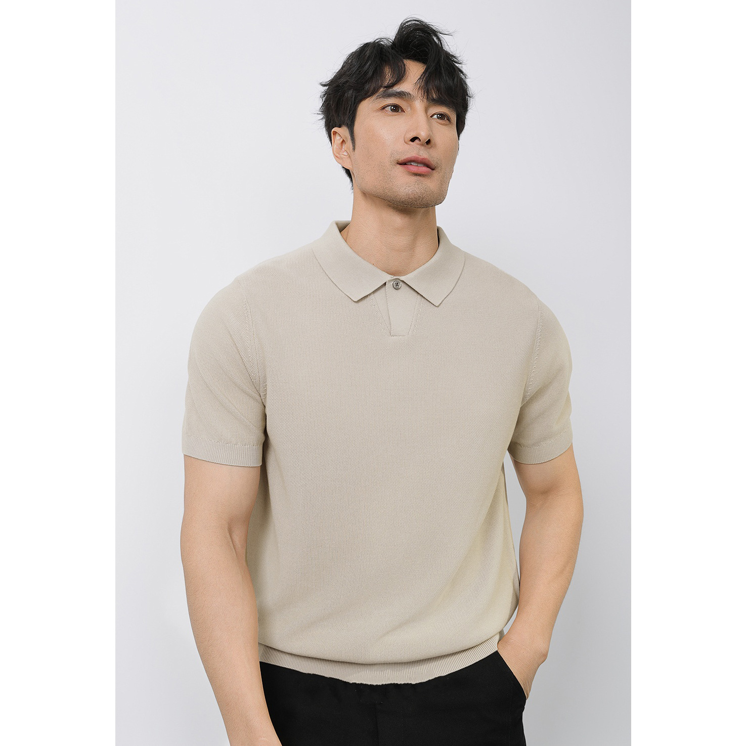 POLO camisa de cuello de solapa camisa de punto de manga corta de alta gama británico botones de negocios delgada seda de hielo de verano comercio exterior transfronterizo image 10