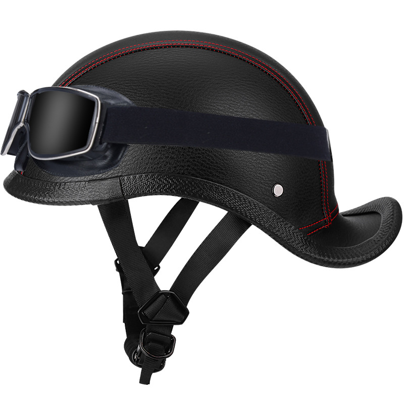 검은 색과 빨간색 가죽 + 사각형 복고풍 거울-꼬리 꼬리