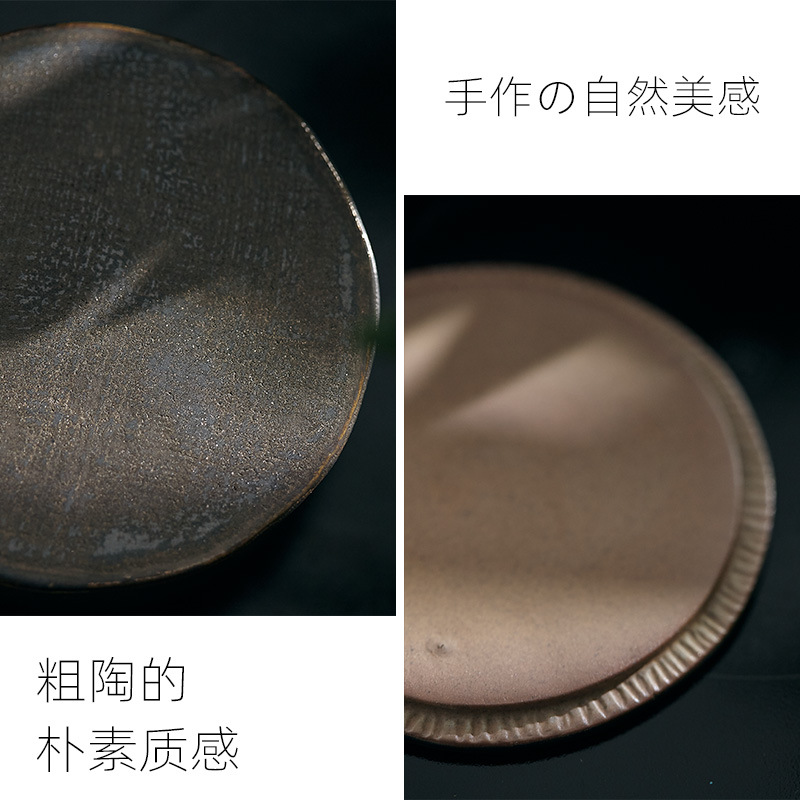 Taza de té de cerámica gruesa pequeña con montaña y río Taza de almacenamiento temporal de té Taza de almacenamiento de té de torta de té de polvo Taza de almacenamiento de té de estilo japonés retro pequeño té