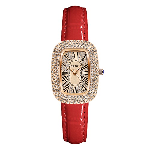 Dropshipping small green strap watch for women live broadcast fashionable square small dial diamond waterproof quartz women's watch