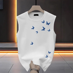 Vest Men's 2025 Summer New Thin Trendy Brand Sleeveless T-Shirt Versatile Fitness Sports Loose Casual Vest