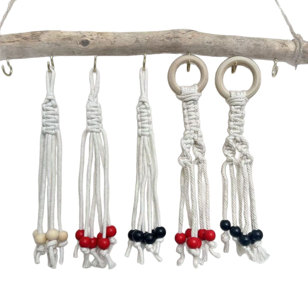 Transfronterizo cuerda de algodón hecha a mano tejida cesta colgante de verduras y frutas Estilo nórdico DIY fruta hamaca vegetal colgante bolsa de red de almacenamiento