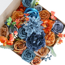 亞馬遜新款歐式盒裝花婚禮生日派對仿真禮物花盒婚慶家居裝飾花束