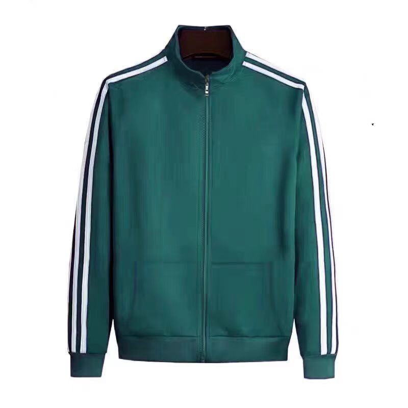 navy blue Long-sleeved Cardigan suit Men's and Women's Spring and Autumn Morning Running Three-bar Running Sportswear Couple's Casual Two-piece Set