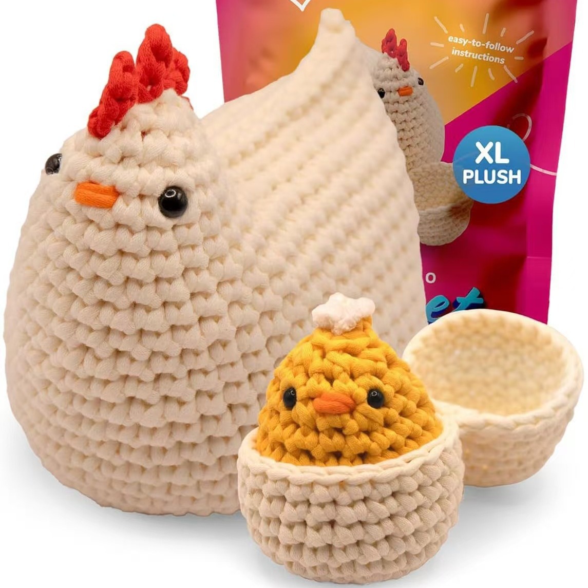 跨境新品编织小鸡钩针材料包玩偶摆件毛线手工制作DIY针织材料包