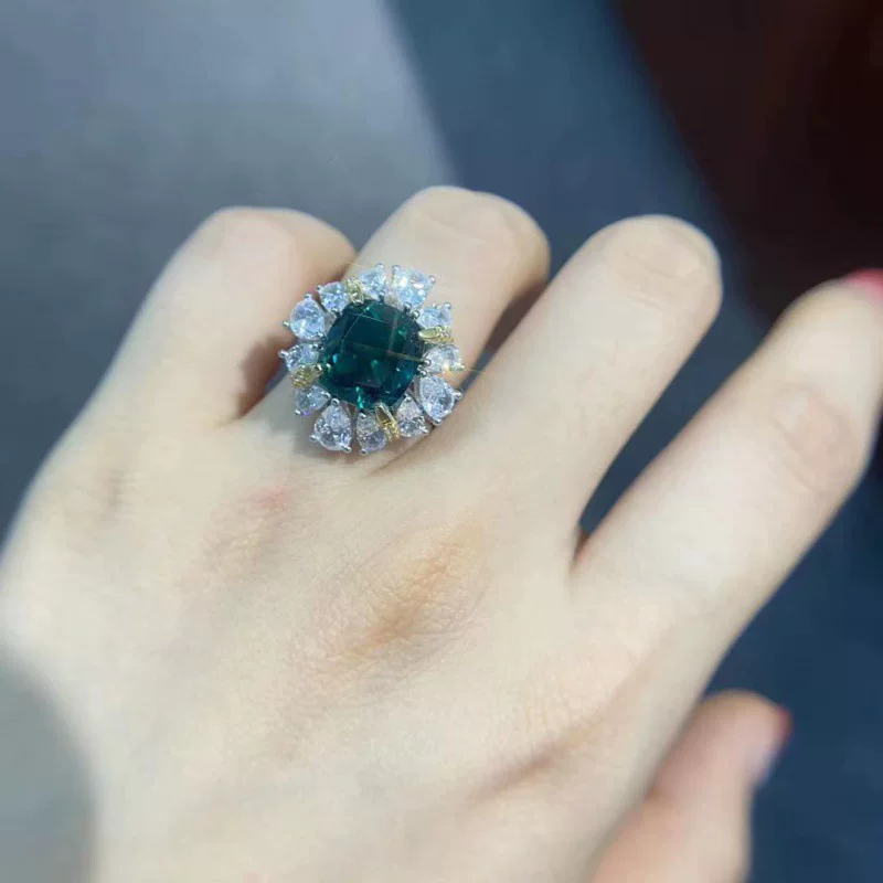 Tourmaline retro wedding ring, silver 925 sample, with gem