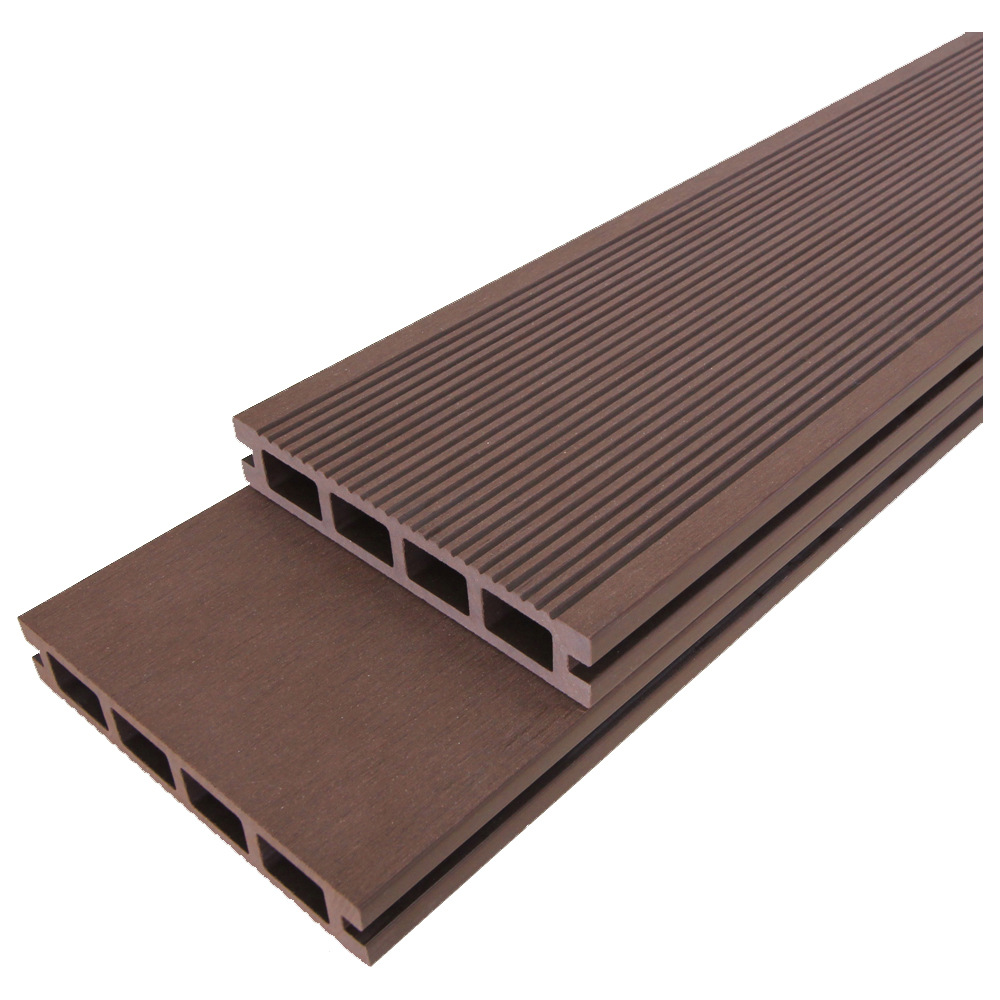Fábrica de piso de plástico de madera al aire libre 140*25 piso jardín patio ingeniería decoración al aire libre agujero cuadrado placa anticorrosión madera image 6