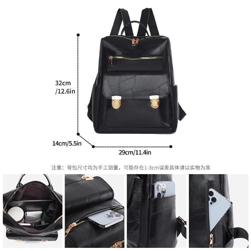 Mochila de cuero suave para mujer 2025 moda moda color sólido mochila para mujer versión coreana de la mochila de viaje impermeable de gran capacidad