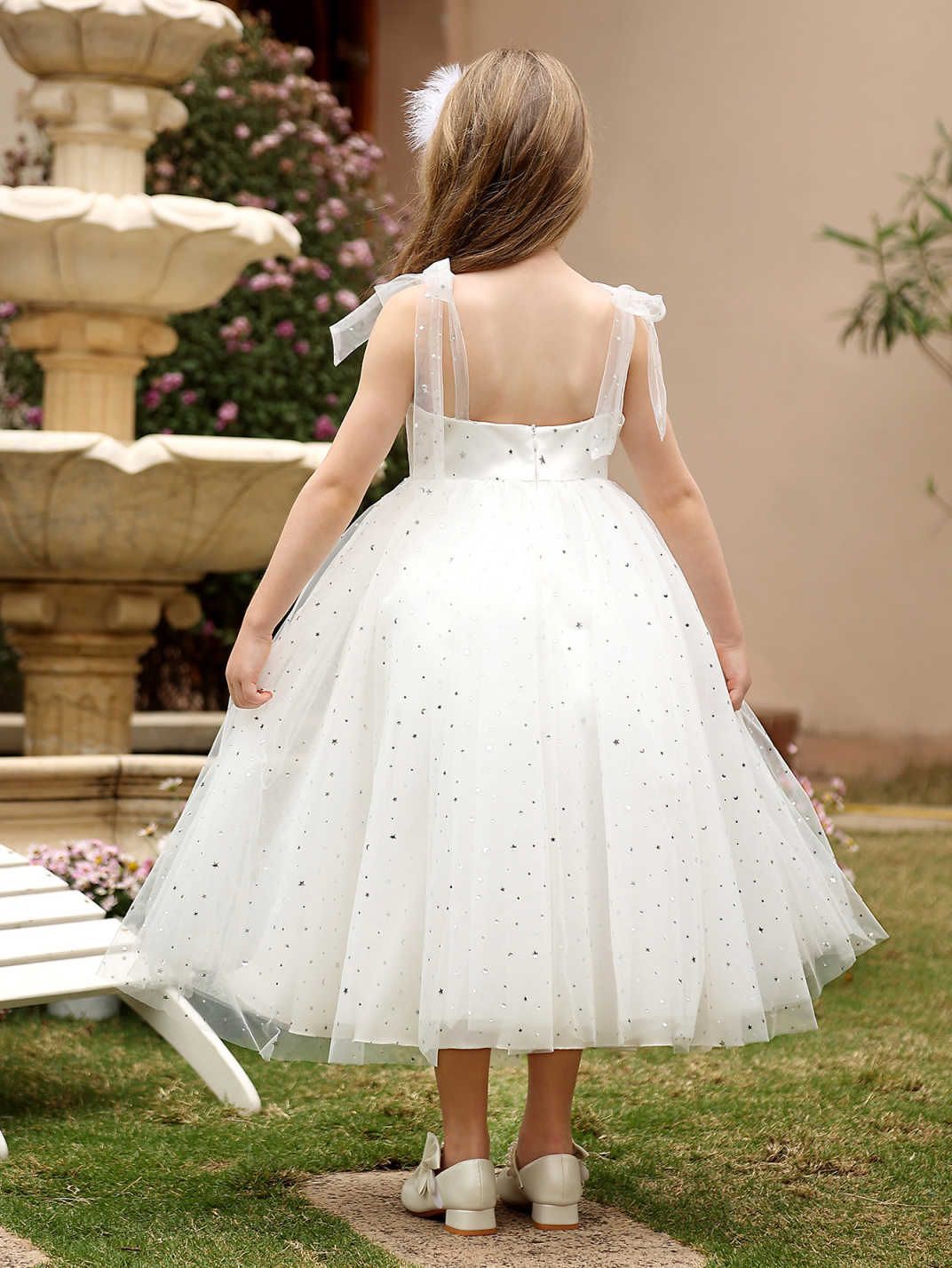 Nuevo vestido de princesa con tirantes para niños de Amazon transfronterizo, vestido de niña de flores, vestido de gasa hinchado, vestido de presentadora de niña