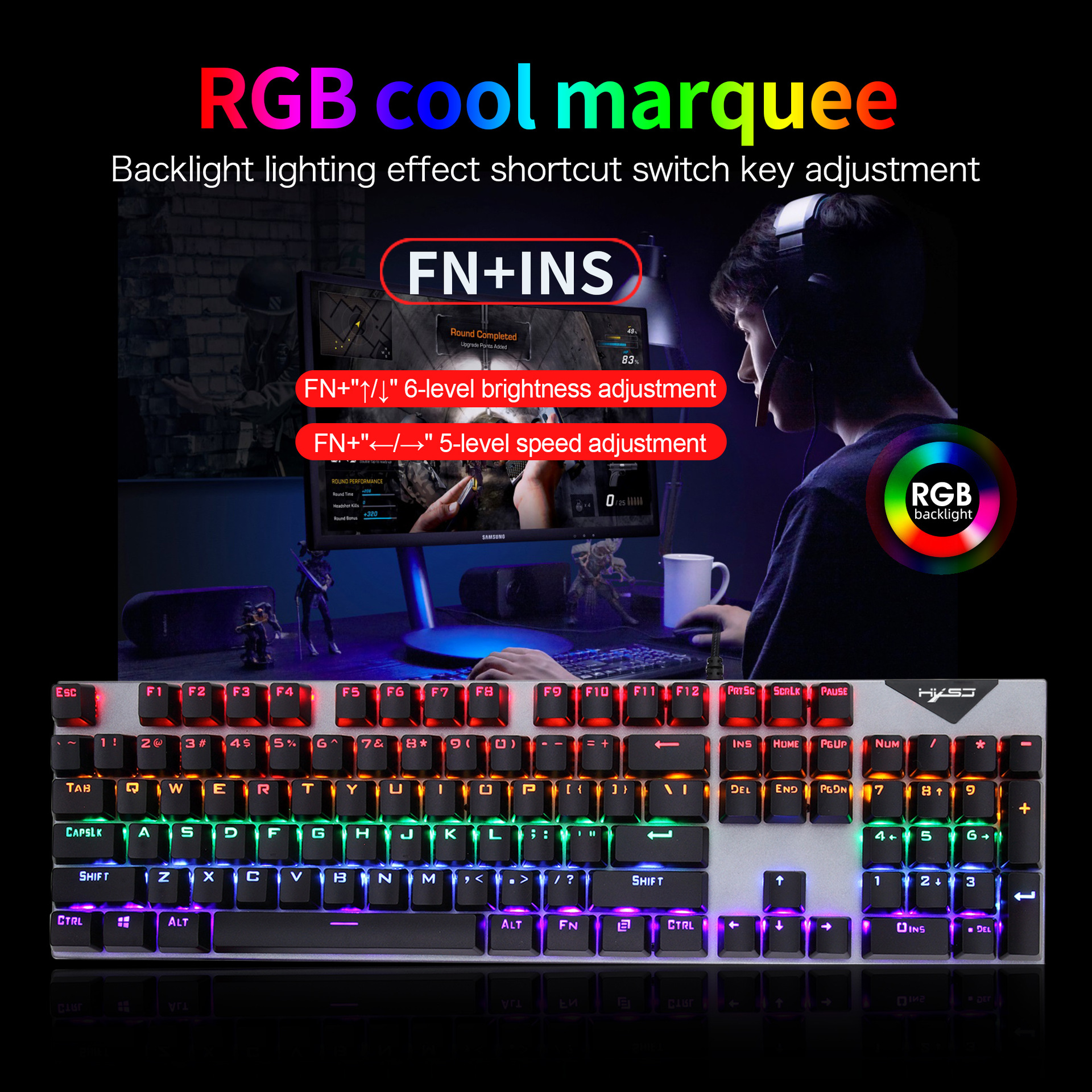 New 104 RGB illuminated mechanical keyboard colorful set seven key gaming mouse logo 5500dpi_voghion.com