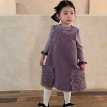 女童连衣裙儿童春秋装2025新款洋气紫色背心裙宝宝爆款公主裙子薄