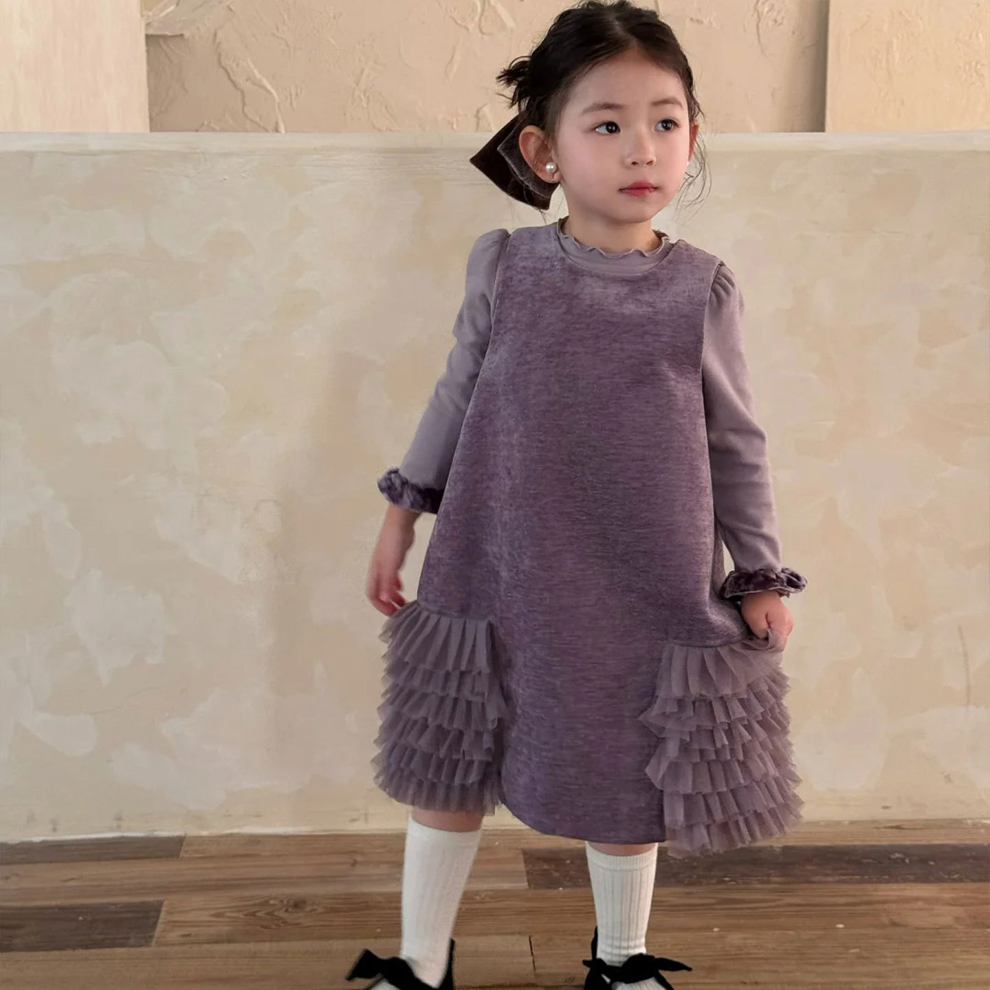 女童连衣裙儿童春秋装2025新款洋气紫色背心裙宝宝爆款公主裙子薄