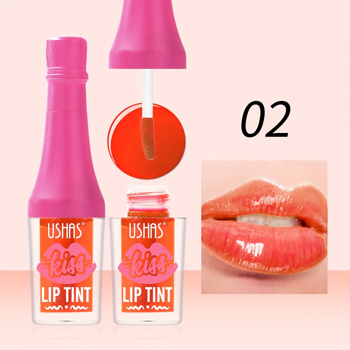 USHAS Brillo de labios de punto transfronterizo europeo y americano, brillo de labios de color duradero, lápiz labial que no se desvanece, esmalte de labios, taza antiadherente LG2511