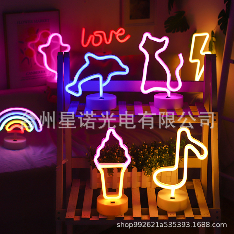 Fabricantes de lámparas de modelado LED directas base de neón flamenco decoración relámpago luz de noche luz de Navidad redonda