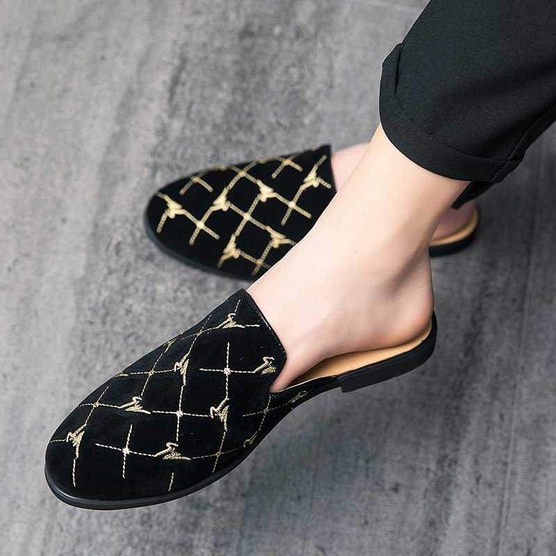 Cross Border Men S Slippers Lazy Scalloped Korean Style Fashion Half Braced Shoes Without Heels_voghion.com