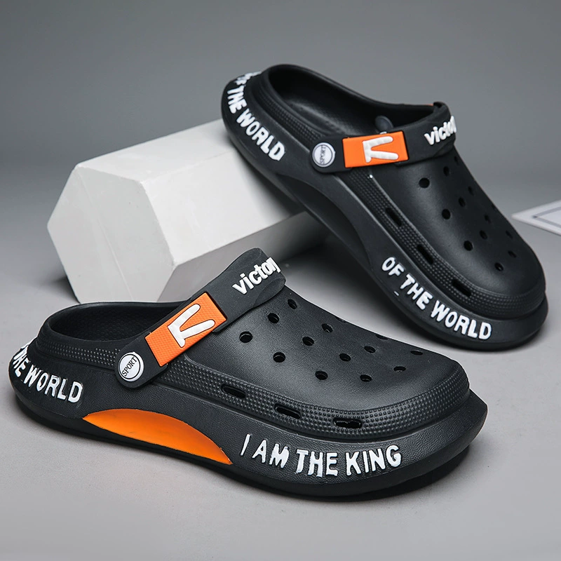 Мужские летние туфли с опущенными отверстиями, новая верхняя одежда на толстой подошве, тапочки с закрытым носком, Нескользящие повседневные пляжные сандалии на мягкой подошве