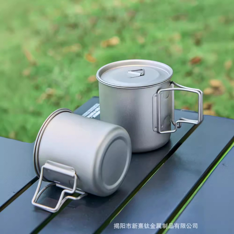 純チタンカップ単層折り畳みチタンカップオフィス泡茶コーヒーカップチタン合金屋外携帯キャンプマグカップ|undefined