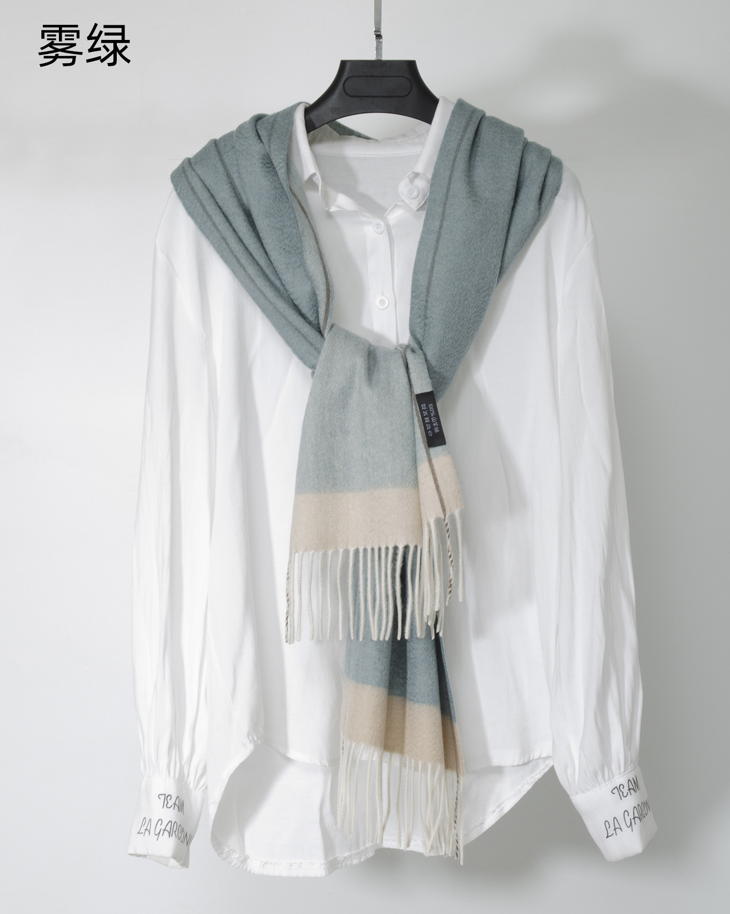 Fábrica de Mongolia interior pelo liso cachemira pura falsa ondulación del agua de doble cara llanura nueva bufanda Otoño e Invierno borla color a juego