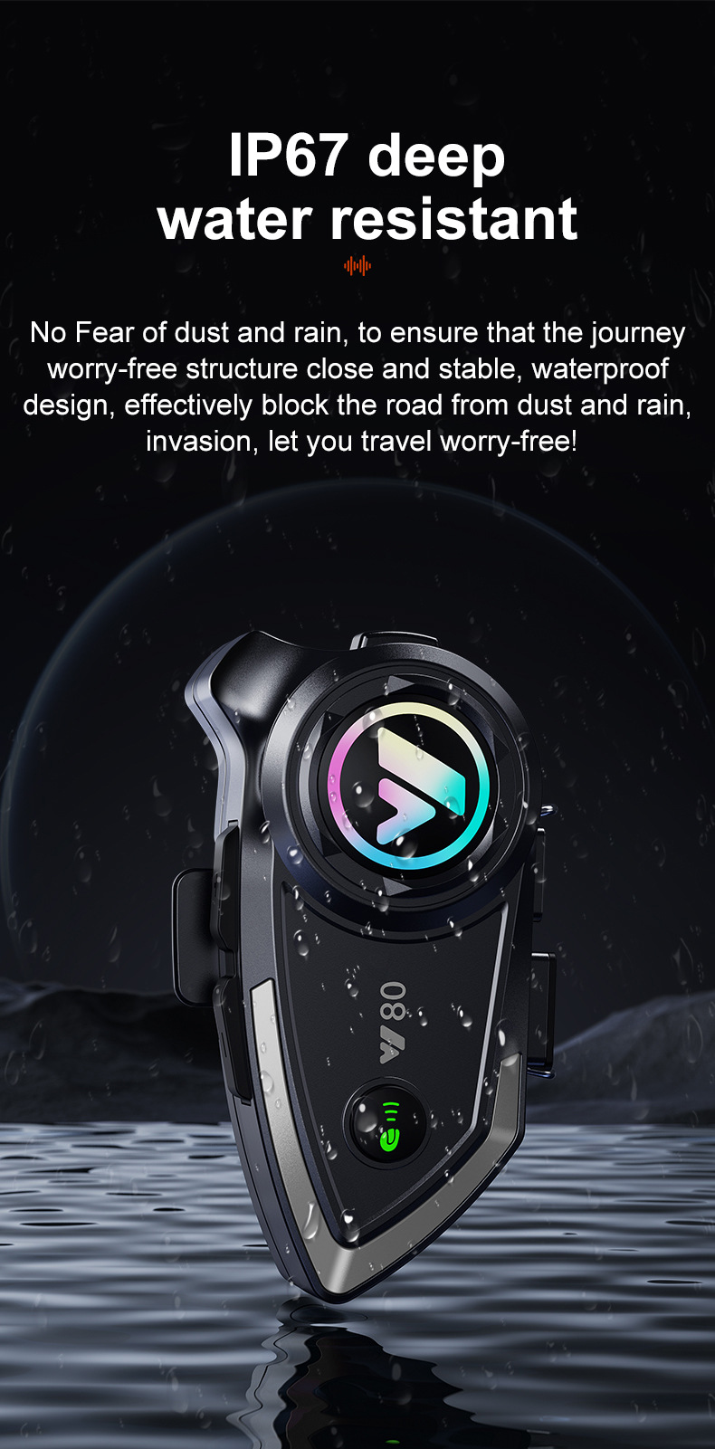 Helmet Bluetooth Headset Eq Sound Effect Heavy Bass Waterproof Dustproof Intelligent Noise Reduction Motorcycle Helmet Headset