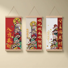 新中式新年喜庆招财五路财神挂画客厅卧室玄关墙壁美化装饰画挂饰