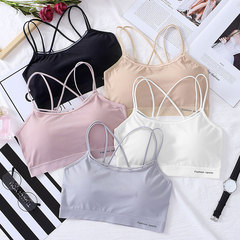 Cooling Ice-Skin Ribbed Bralette Thin Cross-Back Beauty Back Girl Nipple Cover Bra Underwire-Free Hiding Ice-Silk Lingerie