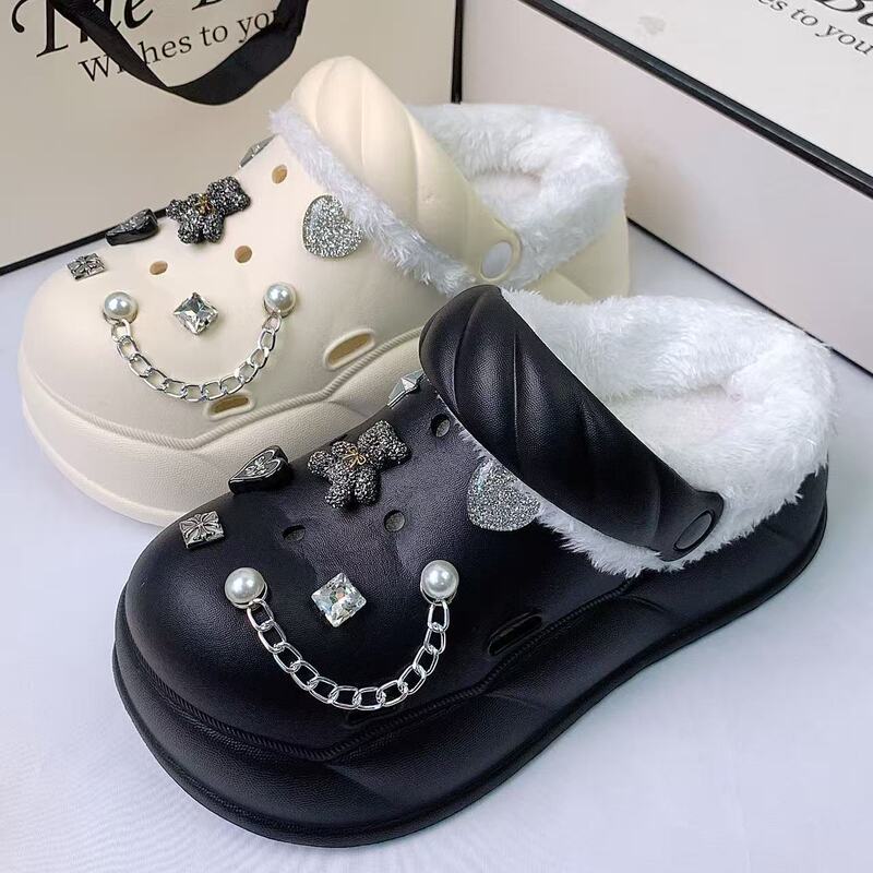 New Style Fur Slippers Plus Fur Clogs for Women Amazon Black Bear Five-Pointed Star Thick-Soled Clogs Can Be Shipped on Behalf of Others New Style Fur Slippers Plus Fur Clogs for Women Amazon Black Bear Five-Pointed Star Thick-Soled Clogs Can Be Shipped on Behalf of Others