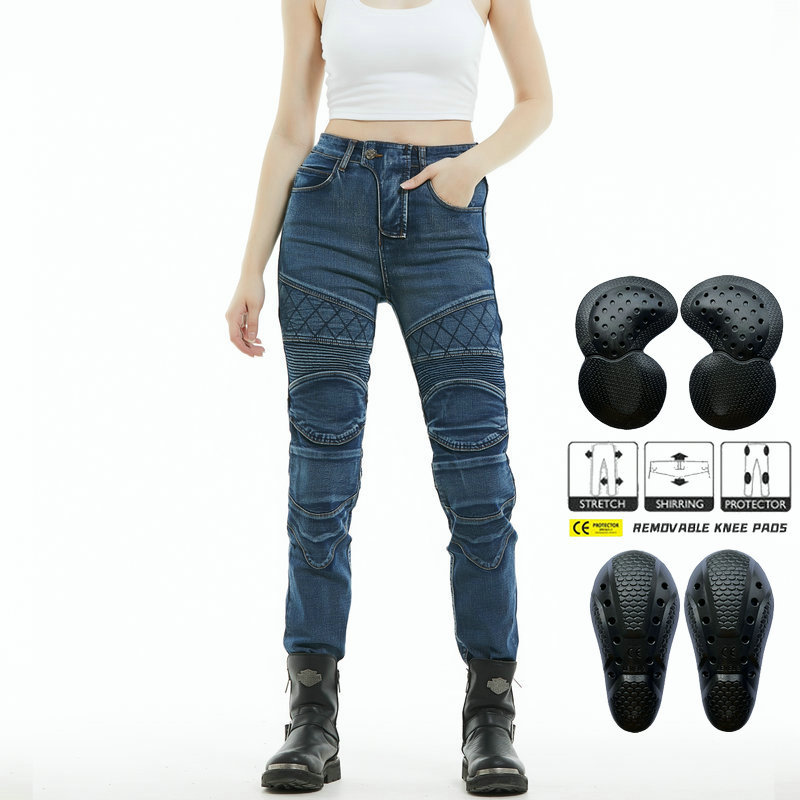 LOONG BIKER motocicleta jeans Mujer Caballero pantalones de montar Kevlar resistente al desgaste motocicleta anti-caída Pantalones