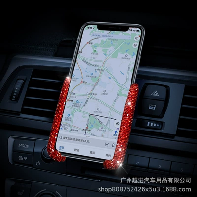 Car Diamond-Encrusted Phone Holder, Car Other Automotive Interior Supplies - clay-v-shaped-mobile-phone-holder-red-diamond