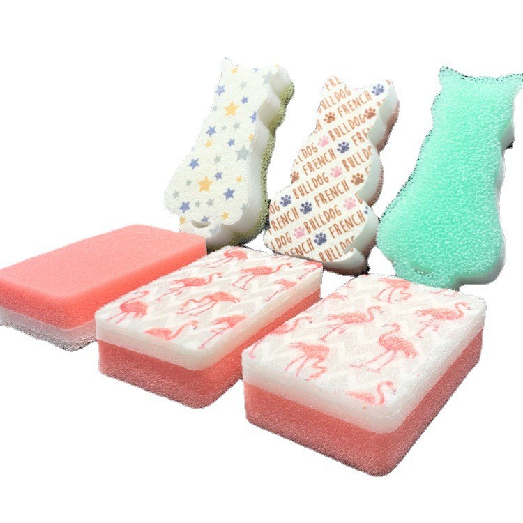 印花魔术海绵可爱造型无纺布印花洗碗海绵擦复合卡通清洁海绵擦