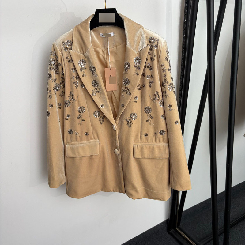 Nanyou high-end foreign trade style slim-fit sophisticated new heavy-duty sequin beaded velvet long-sleeve blazer Nanyou high-end foreign trade style slim-fit sophisticated new heavy-duty sequin beaded velvet long-sleeve blazer