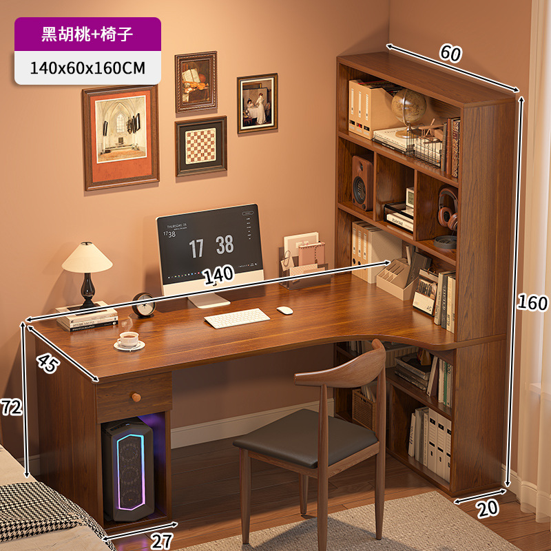 Mesa de escritorio, estante de escritorio, mesa de esquina, estudio, mesa de estudio doméstica, mesa de computadora moderna y simple, mesa de oficina y silla.