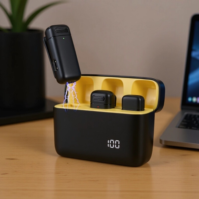 K6 Wireless Lavalier Microphone with Digital Display and Case for Outdoor Short Video Shooting, Recording, Noise Reduction, and Live Streaming