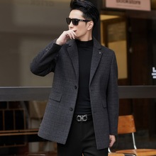 冬季双面羊绒呢大衣男中长款羊毛呢子外套西装拆卸领羽绒内胆上衣