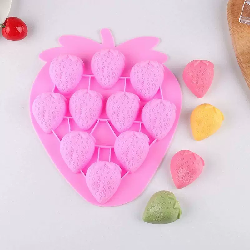 Silicone mold, strawberry, acrylic ice cubes, DIY