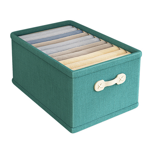 Cotton and Linen Clothing Storage Box, Foldable, No Lid Wardrobe Organizer, Storage Box with Handles, Panties and Underwear Storage Box