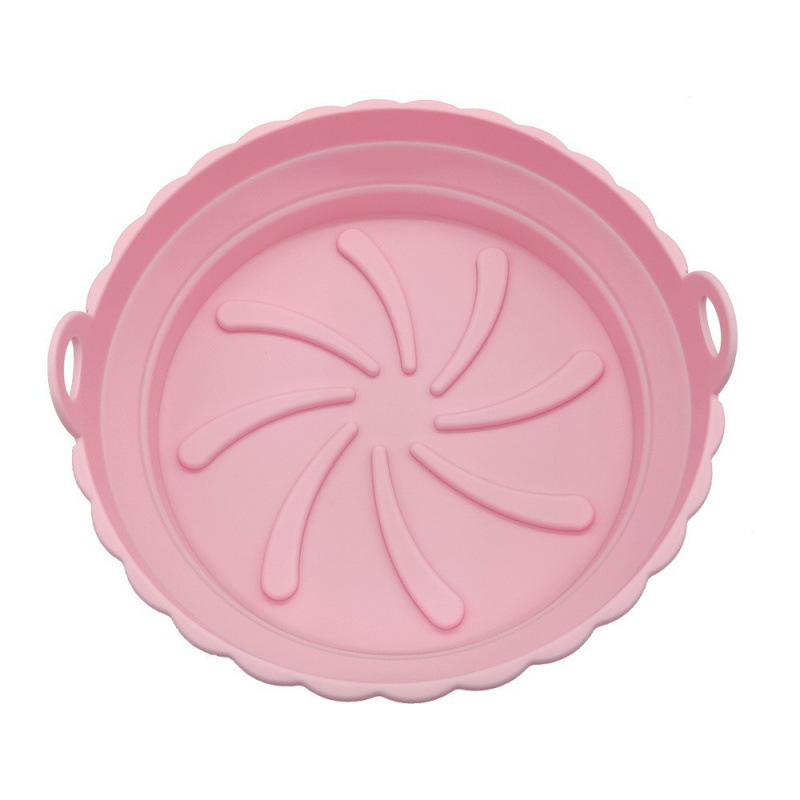 Explosión transfronteriza aire frito plato de horneado de silicio resistente a altas temperaturas plegable fácil de limpiar cojín de plato de horneado de silicio redondo