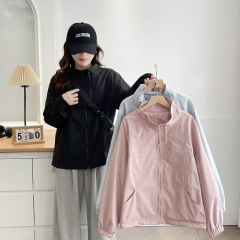 大きいサイズのコートの女性の太ったmm春の服2025新型の200斤の小さい子のファッションの立襟のゆったりしているカジュアルな突撃服