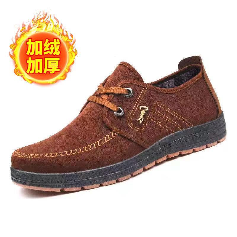 Primavera hombre redonda cordón zapatos de papá zapatos de tendón único zapatos de tela casuales resistentes al desgaste viejos zapatos de tela de Beijing cómodos para hombre