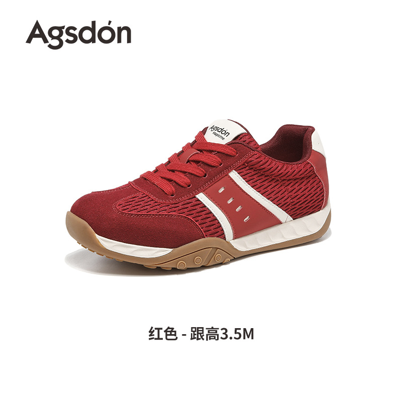 Zapatos de entrenamiento rojos para mujeres 2025 nuevos zapatos deportivos ligeros de otoño con suela gruesa, zapatos casuales retro