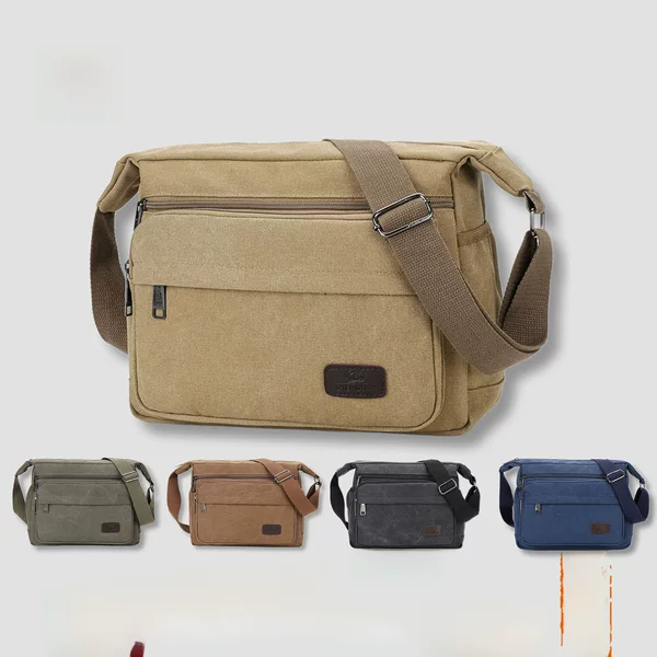 Physical Men's Canvas Crossbody Bag Office Document Bag Men's Business Casual Bag Travel High-End Shoulder Bag