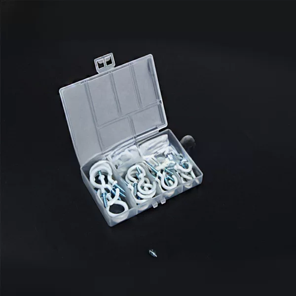 [Direct Supply from the Manufacturer] White Plastic Cup Hook with Plastic Dipped Opening Sheep's Eye Screw Combination Set (1 Box 108 Boxes)