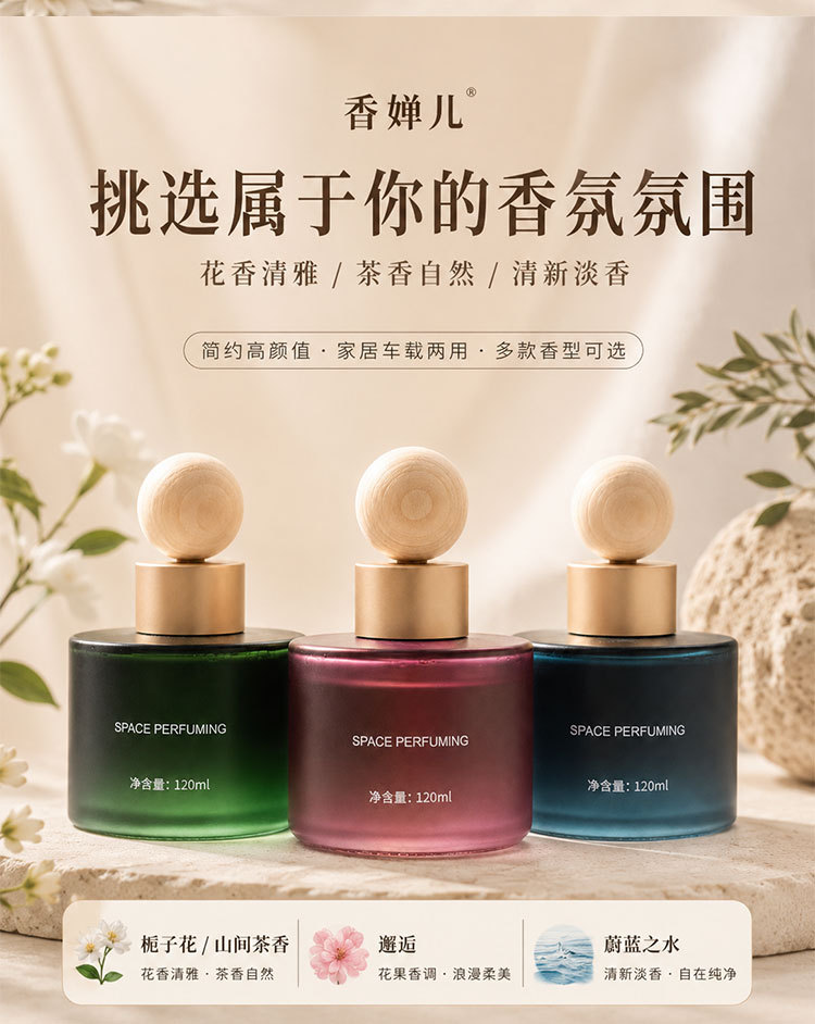 Car Air Freshener, Car Perfume, Planet-Shaped Wooden Stick, Light Fragrance, Liquid Fragrance, Home and Car Long-Lasting Scent