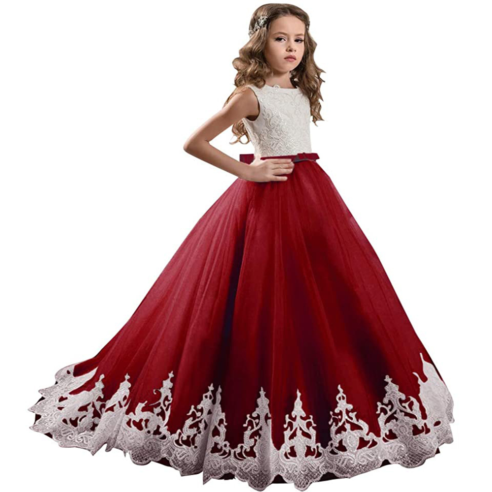 Comercio exterior transfronterizo de AliExpress eBay Vestido de novia para niños de Europa y América Vestido de princesa esponjosa de encaje rhinestone de niña de flores