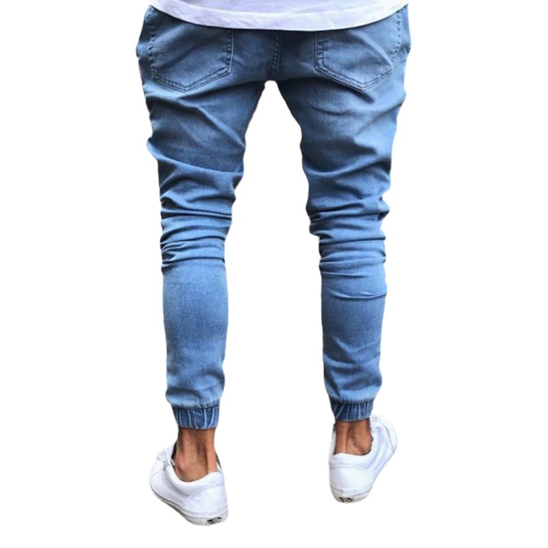 Europa y América Amazon moda jeans hombres populares luz azul apretado 2018 nuevo desgaste deseo estación europea