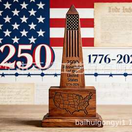 跨境新品美国250周年木质摆件纪念工艺品