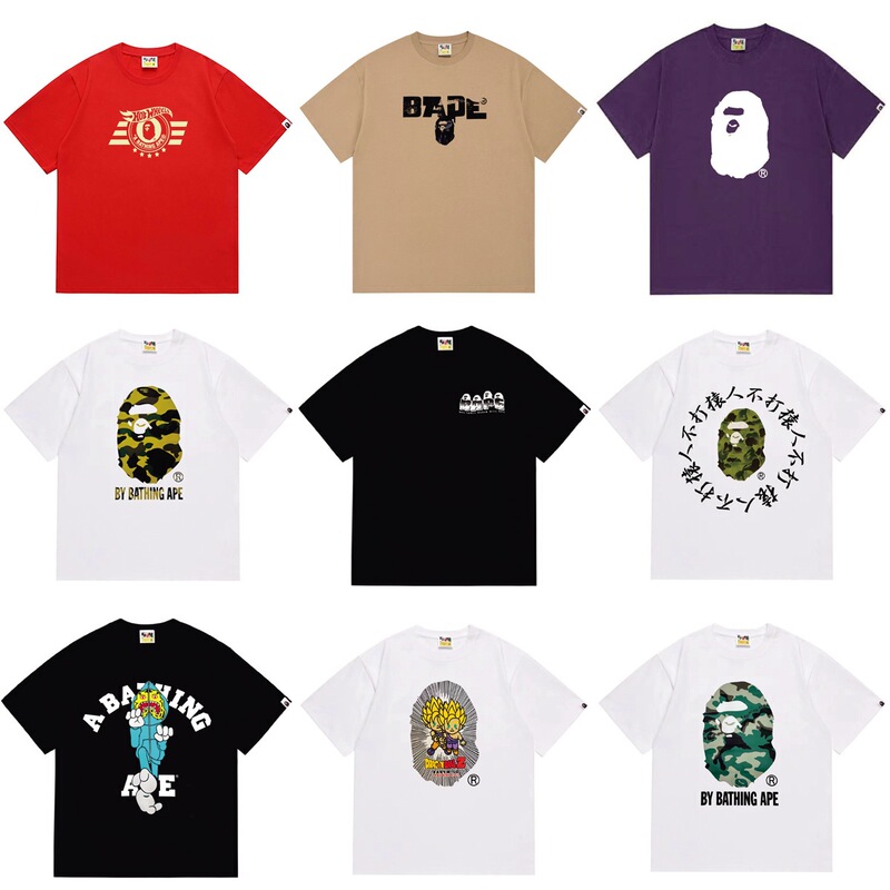 Long-Term Cross-Border Wholesale of Trendy Brand Bape Heavyweight Short-Sleeve T-Shirts, 270g, Unisex, Available for Dropshipping